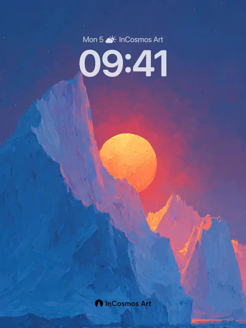 Frozen Horizon Wallpaper with Sunset Glow wallpaper for iPhone, iPad & Mac