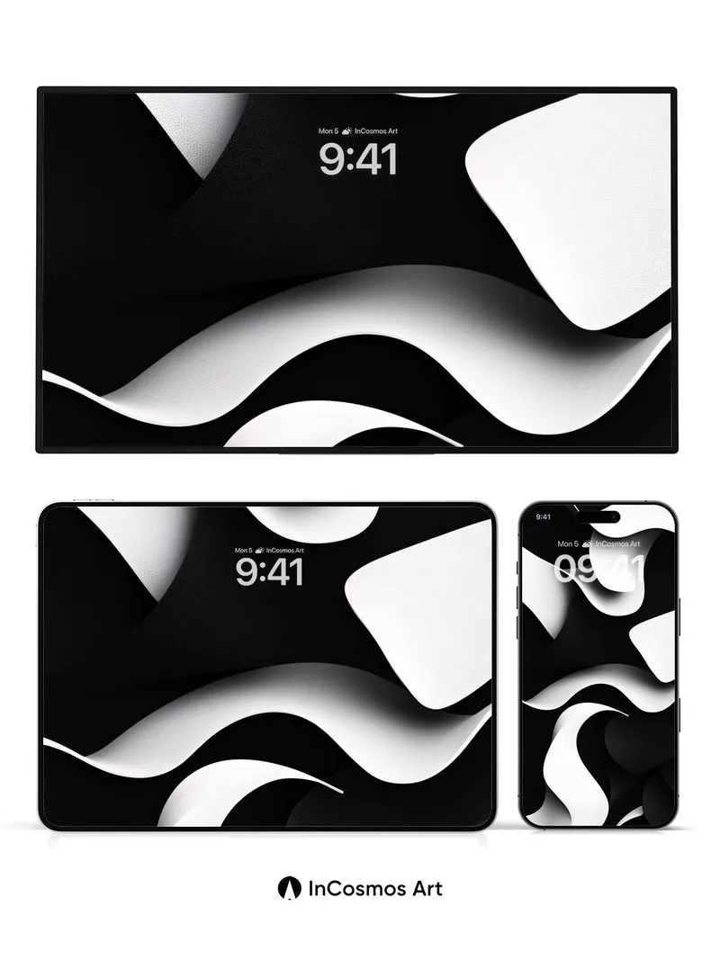 Shadowed Waves Wallpaper with Floating Depth