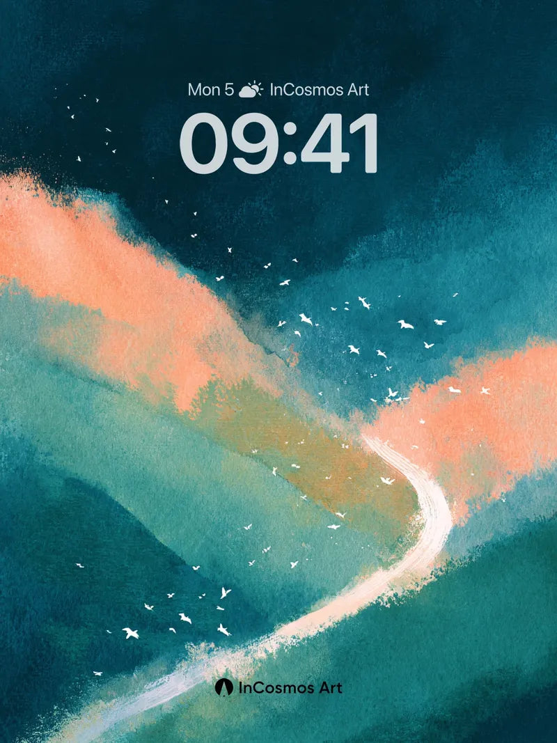 Serene Mountain Path Wallpaper with Gradient Haze wallpaper for iPhone, iPad & Mac