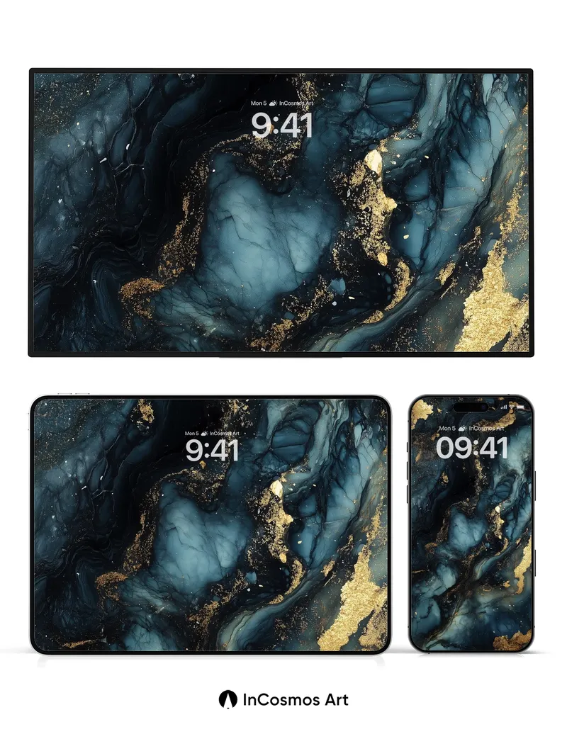 Nocturnal Gold Vein Wallpaper with Cosmic Depth