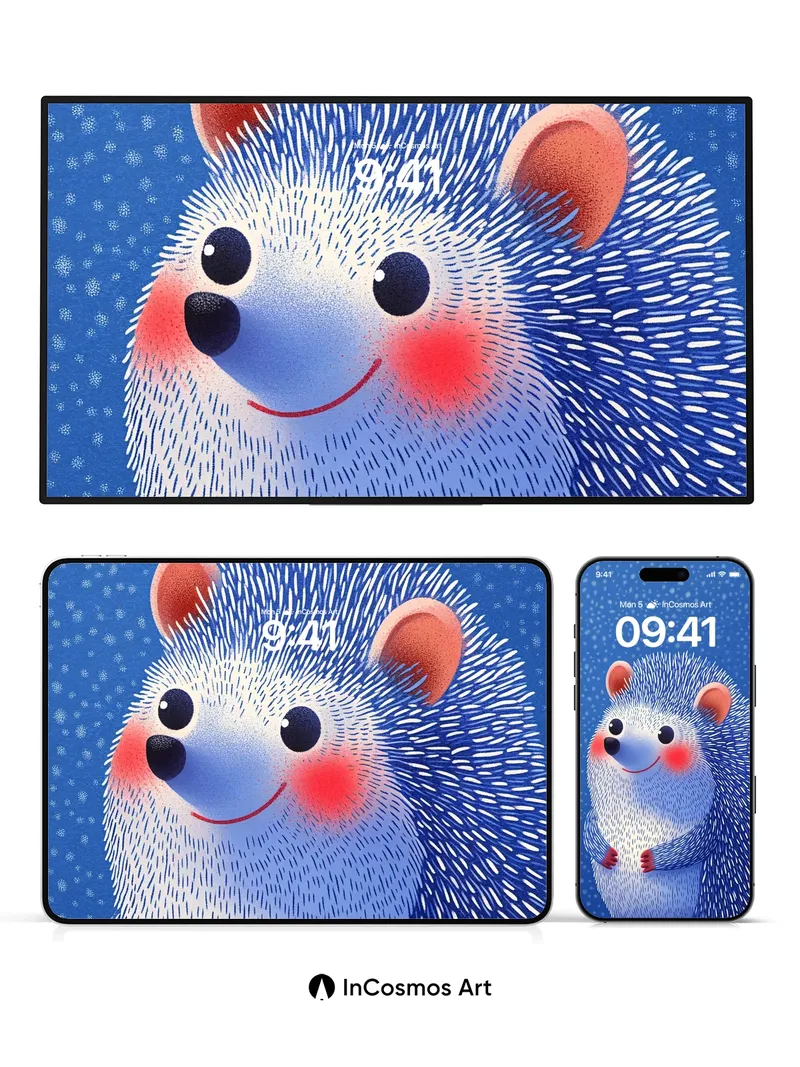 Whimsical Hedgehog Wallpaper with Snowflake Hush