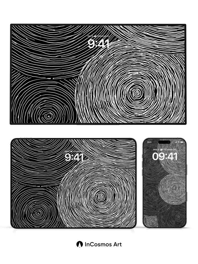 Whispering Circles Wallpaper with Ink Veins