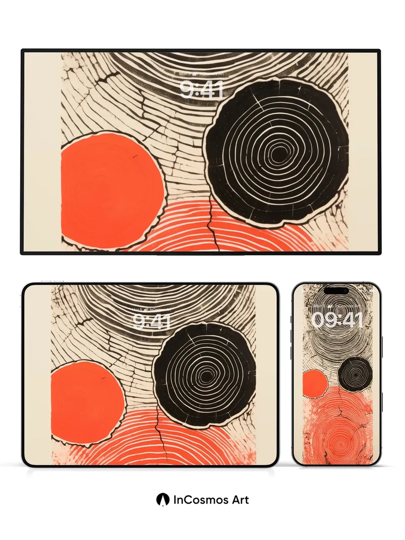 Echoing Rings Wallpaper with Cracked Earth