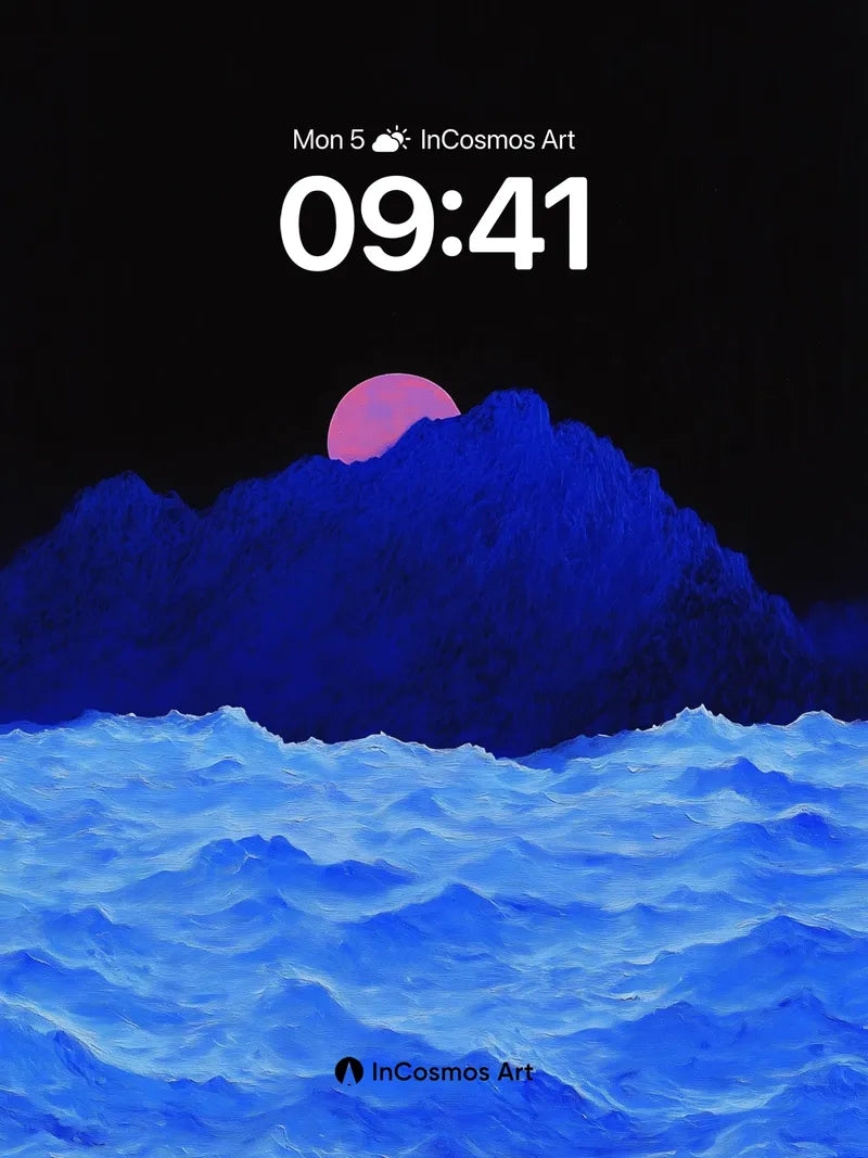 Midnight Ocean Wallpaper with Pink Horizon