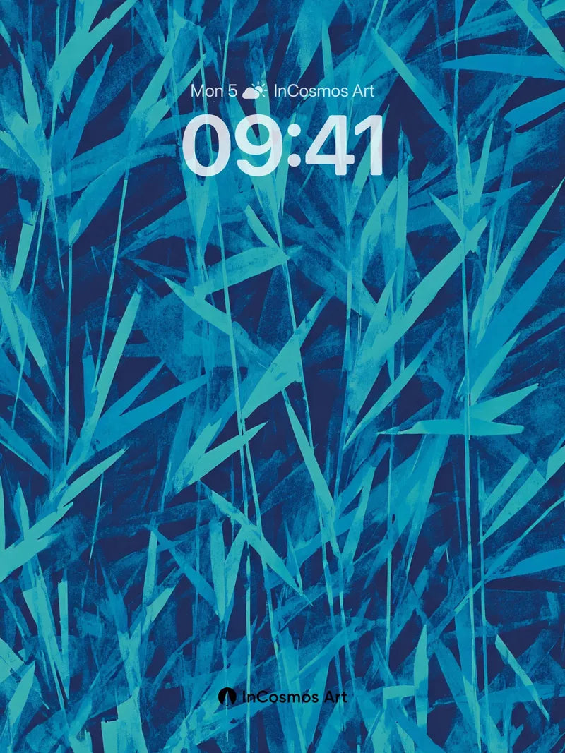 Midnight Bamboo Forest Wallpaper in Cyan wallpaper for iPhone, iPad & Mac