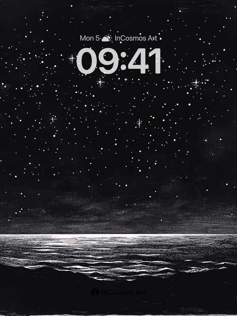 Silent Cosmos Wallpaper with Starlit Sea