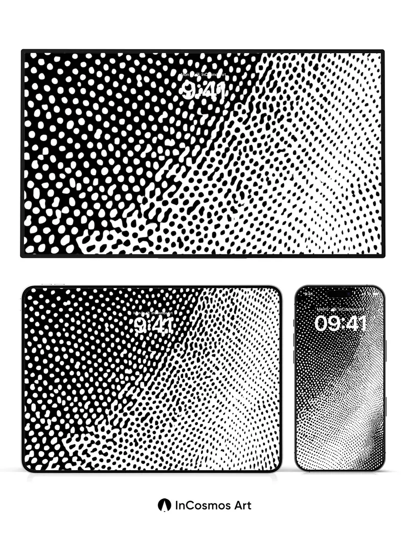 Echoing Dot Matrix Wallpaper with Hypnotic Flow