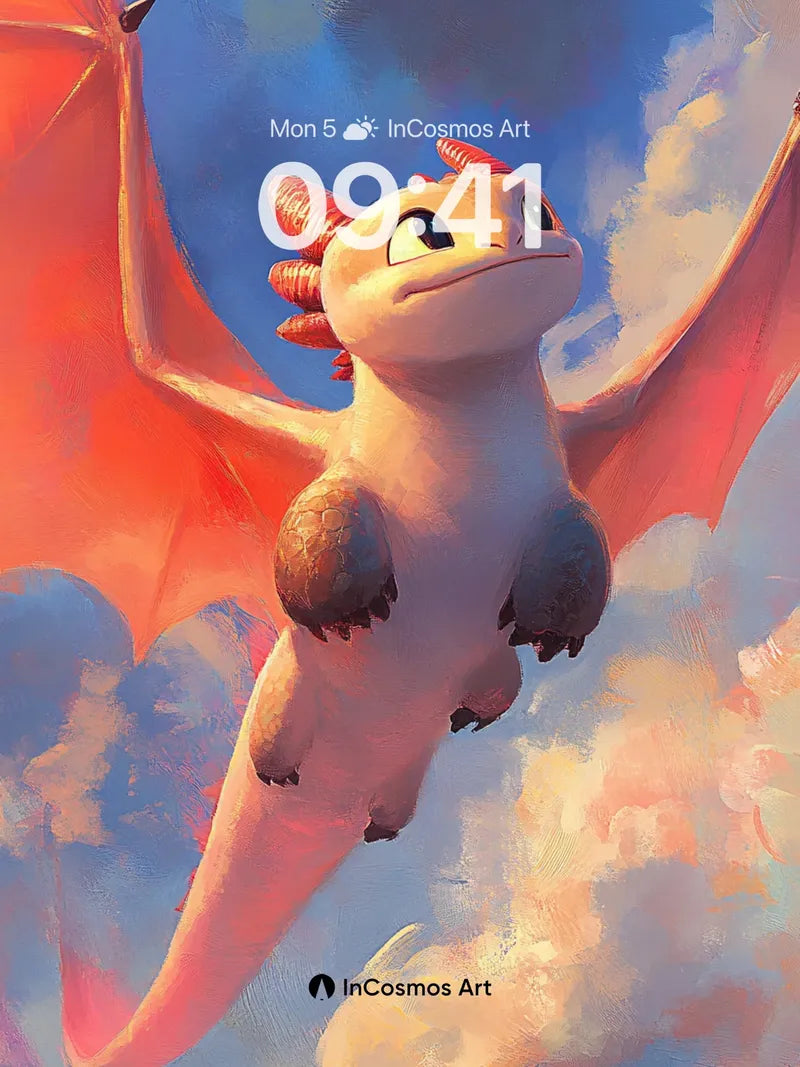 Skyward Dragonfly Wallpaper with Floating Clouds