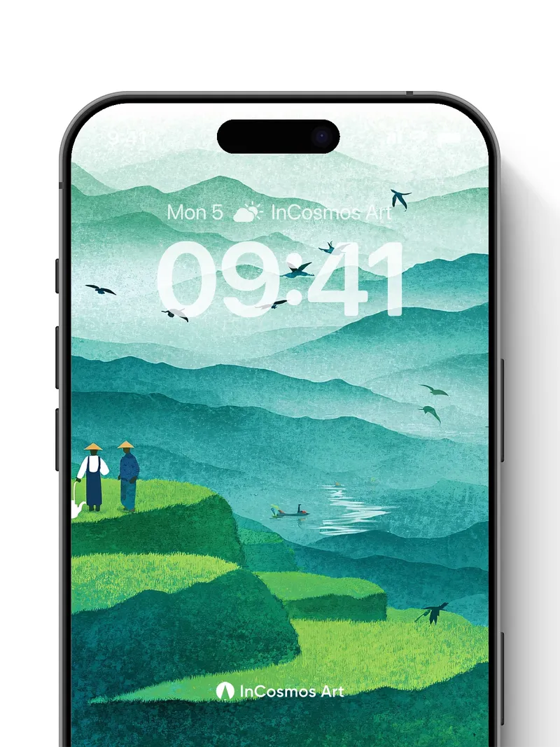 Serenity Ridge Wallpaper with Floating Birds