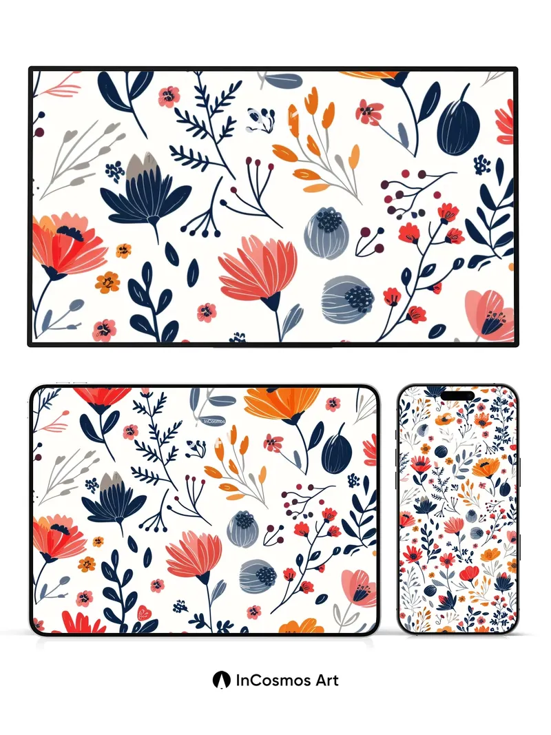 Autumn Hush Floral Wallpaper with Whimsical Leaves
