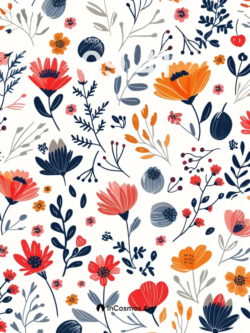 Autumn Hush Floral Wallpaper with Whimsical Leaves