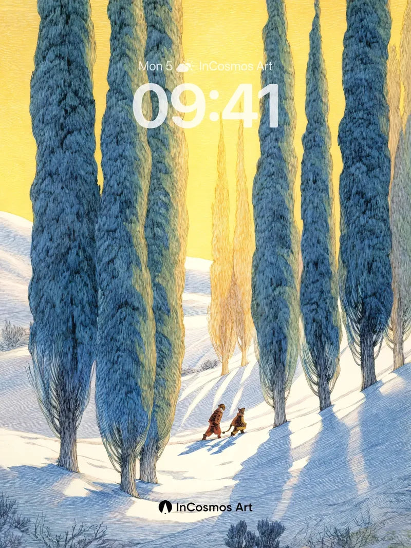 Golden Hush Wallpaper with Cypress Path wallpaper for iPhone, iPad & Mac