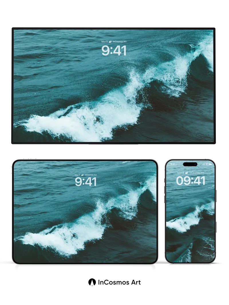 Deep Sea Pulse Wallpaper with Foaming Edges