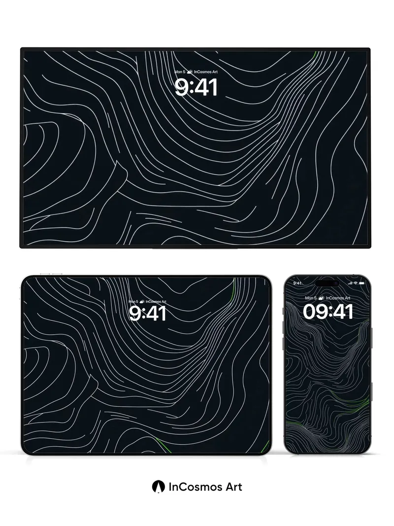 Silent Contour Wallpaper with Emerald Veins