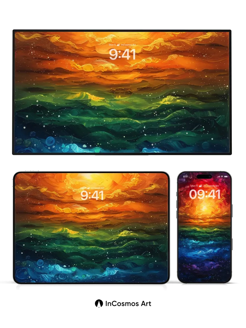 Cosmic Ember Wallpaper with Living Light