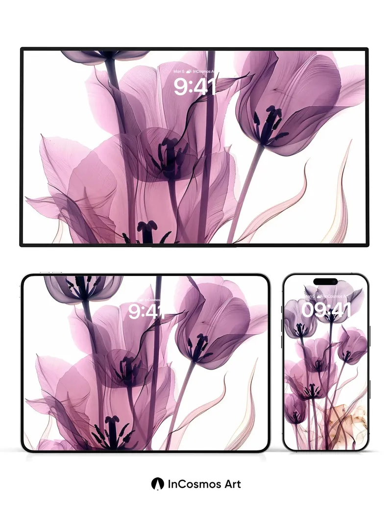 Luminous Tulip Wallpaper with Ethereal Veils