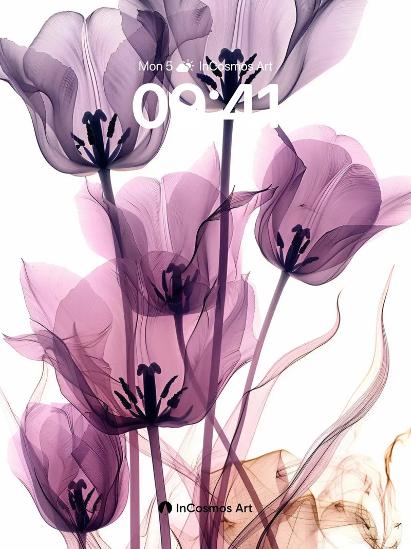 Luminous Tulip Wallpaper with Ethereal Veils wallpaper for iPhone, iPad & Mac