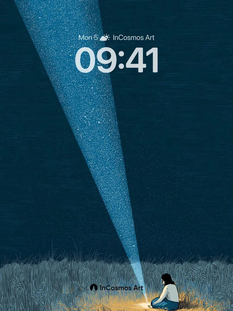 Stellar Beam Wallpaper with Whispering Grass wallpaper for iPhone, iPad & Mac