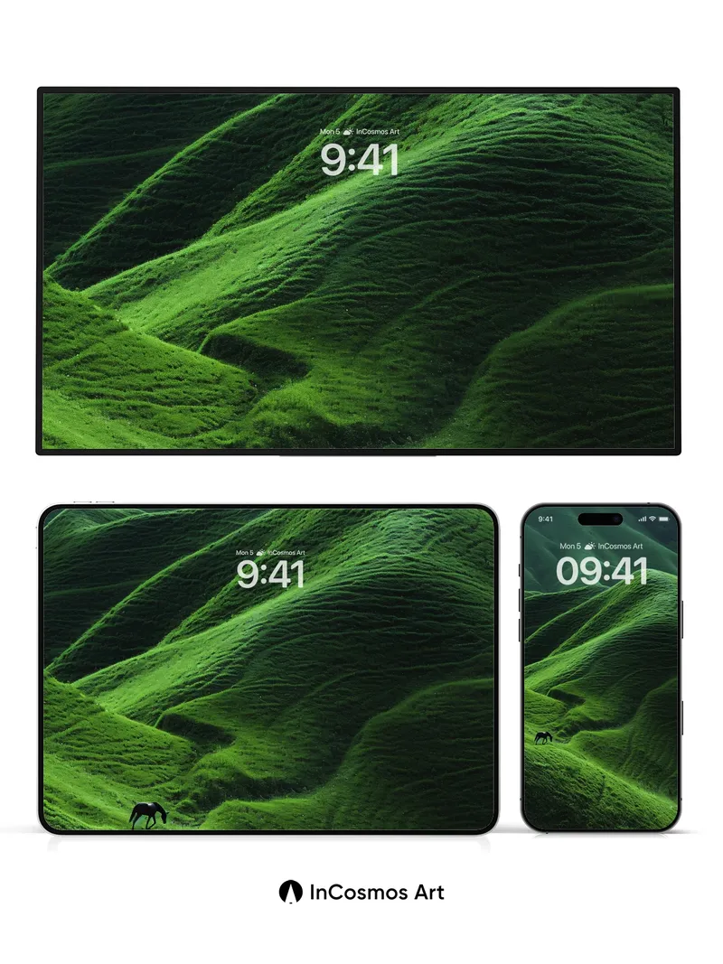 Emerald Hush Wallpaper with Solitary Horse