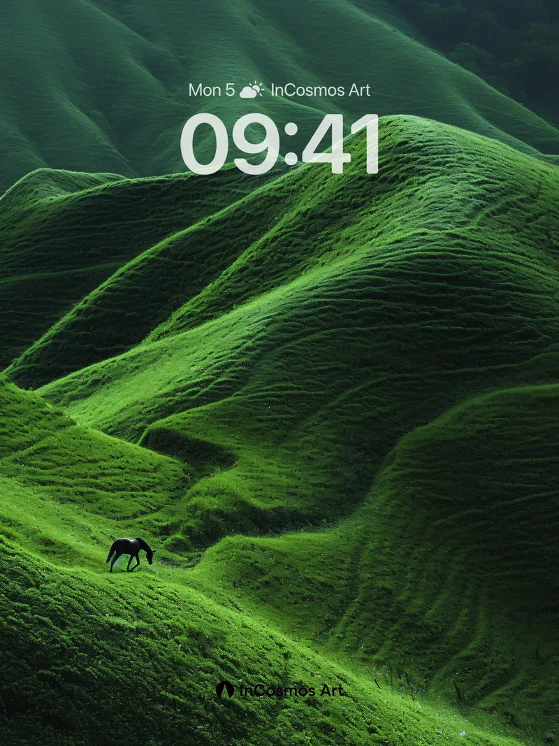 Emerald Hush Wallpaper with Solitary Horse