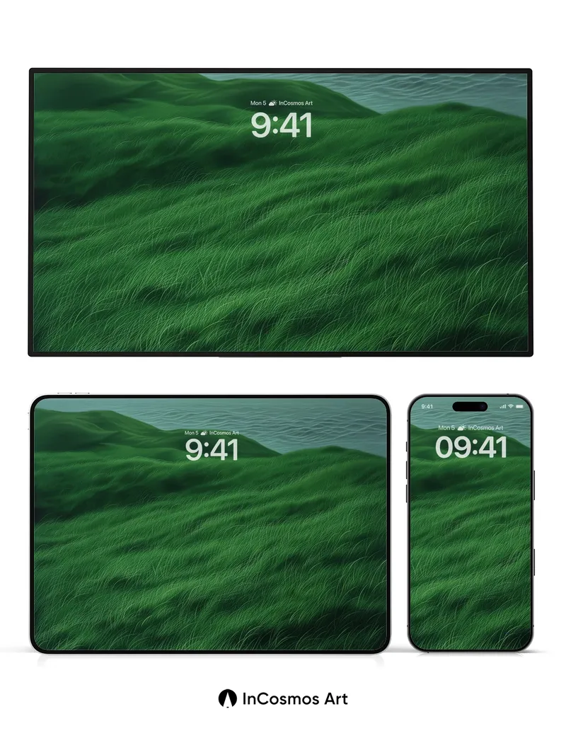 Whispering Grass Wallpaper with Ocean Hush