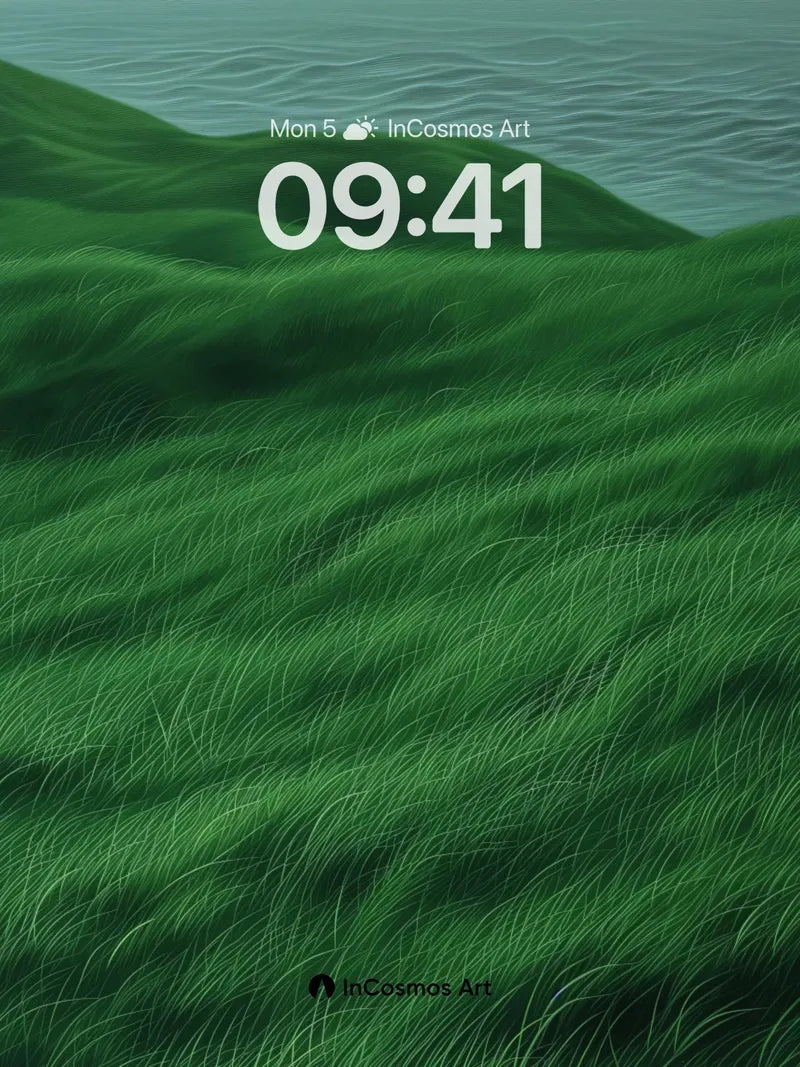 Whispering Grass Wallpaper with Ocean Hush