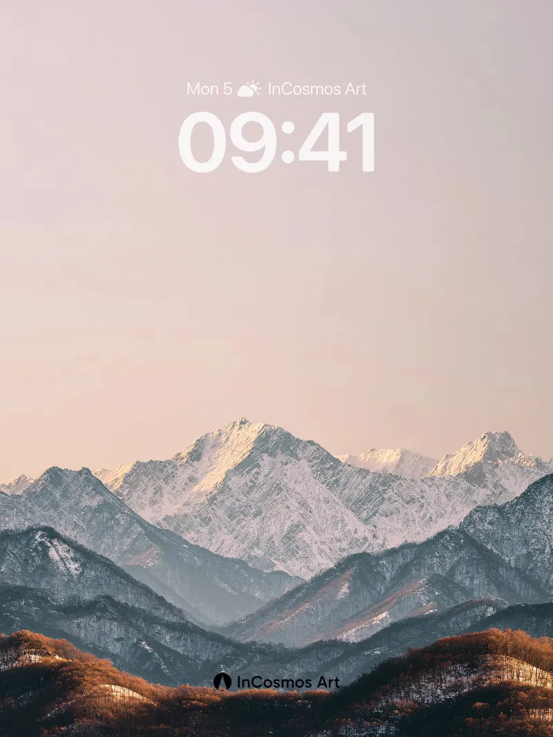 Silent Snowfall Wallpaper with Distant Peaks