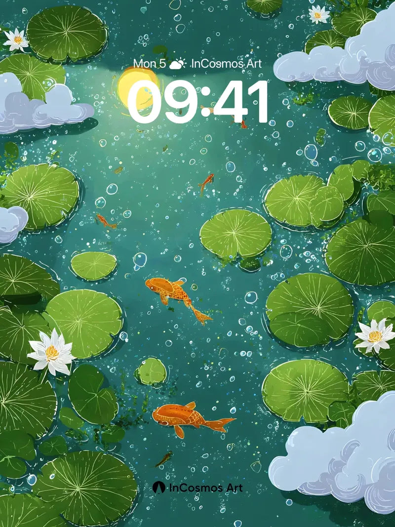 Serenity Pond Wallpaper with Floating Light wallpaper for iPhone, iPad & Mac