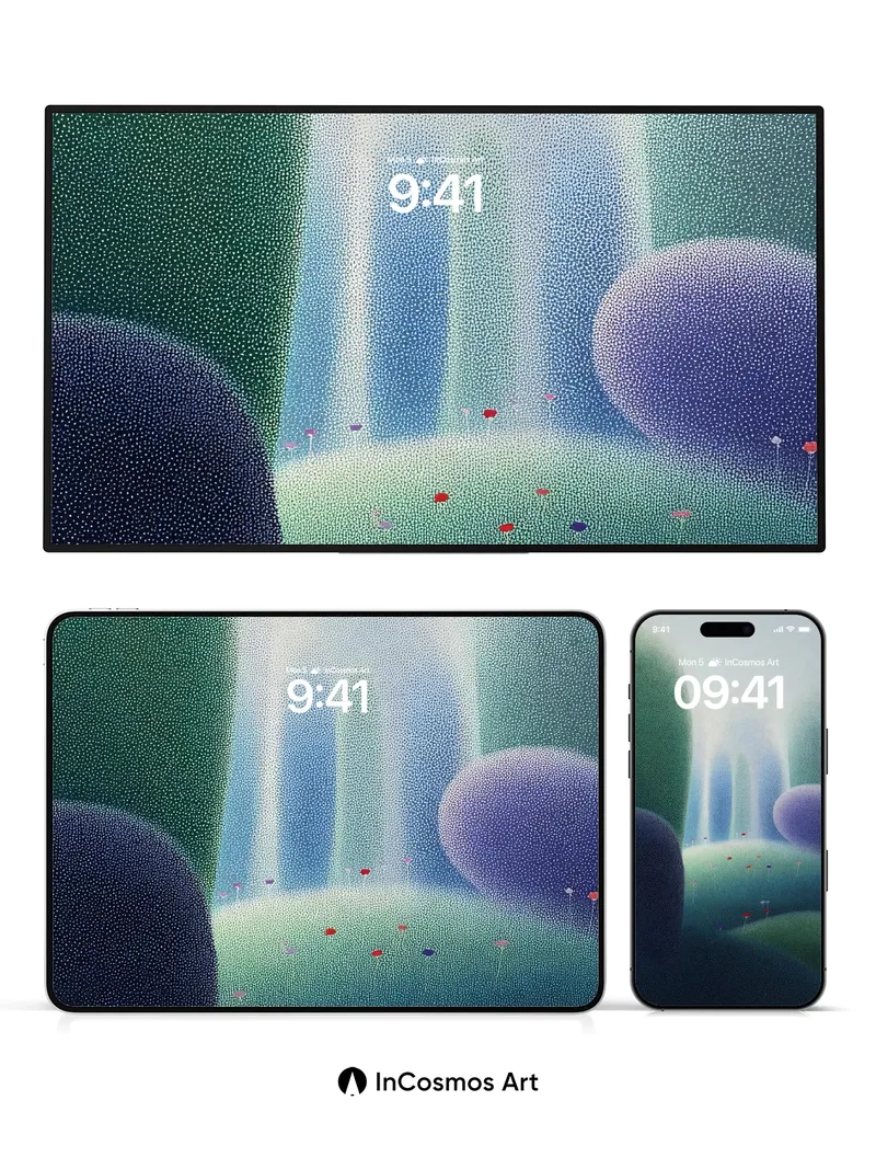 Mist-Weaved Meadow Wallpaper with Floating Blooms