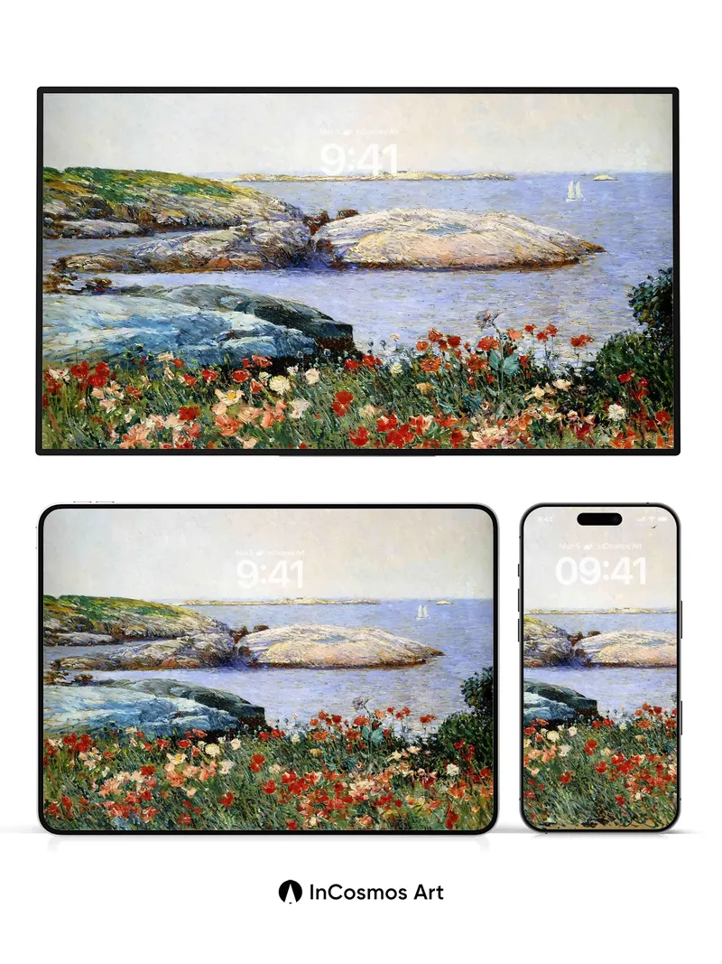 Serenity Bloom Wallpaper with Coastal Whispers