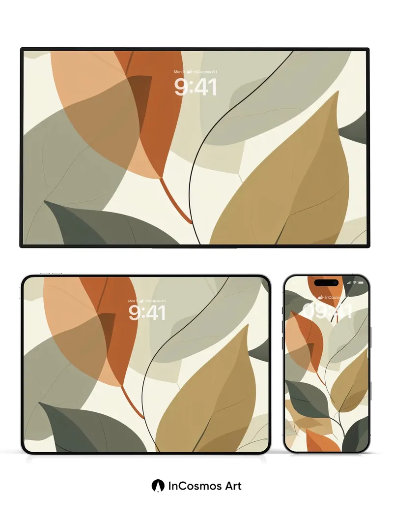 Autumn Hush Wallpaper with Floating Leaves