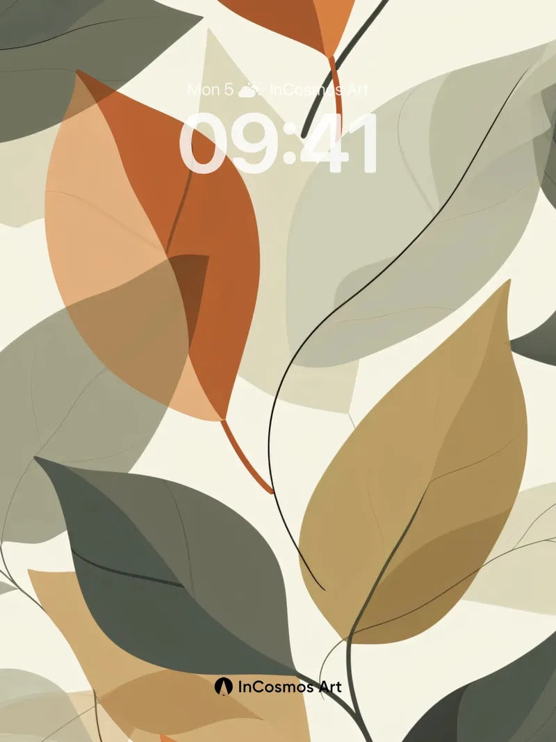 Autumn Hush Wallpaper with Floating Leaves