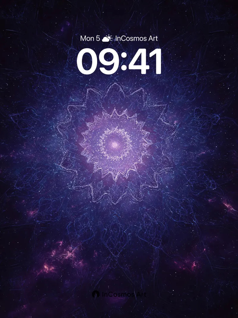 Cosmic Mandala Wallpaper with Ethereal Light Veins