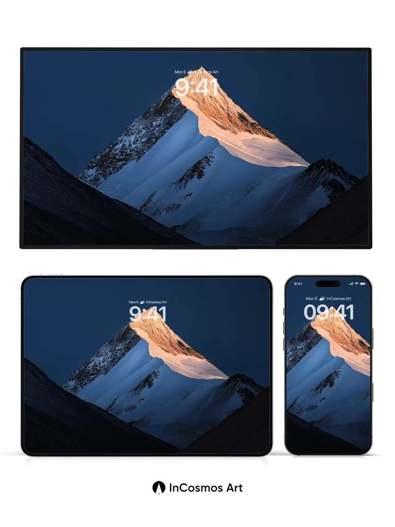 Alpenglow Summit Wallpaper with Frost-Crowned Peaks