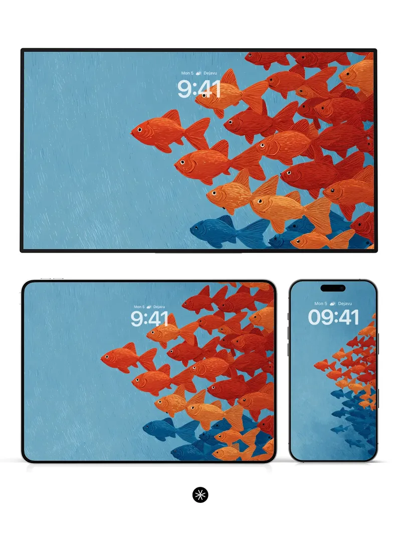 Gradient Flow Fish School Wallpaper