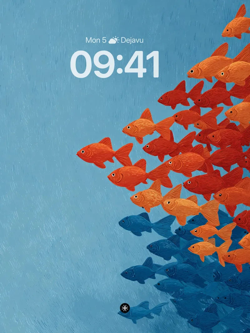 Gradient Flow Fish School Wallpaper