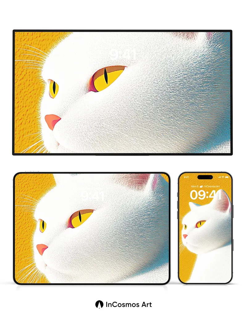 Golden Hush Wallpaper with Velvet Feline Gaze