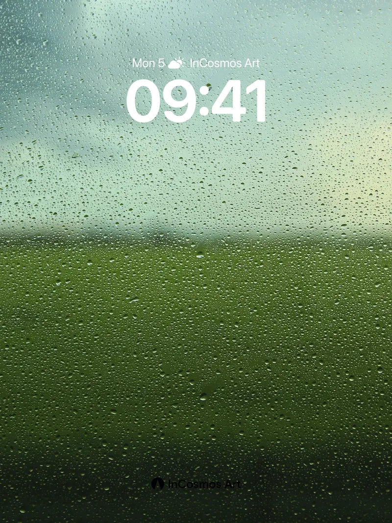 Muted Raindrop Wallpaper with Verdant Field Veil wallpaper for iPhone, iPad & Mac