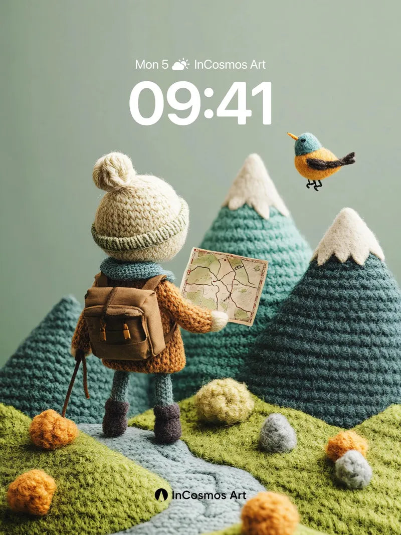 Knitted Adventure Wallpaper with Flying Bird wallpaper for iPhone, iPad & Mac