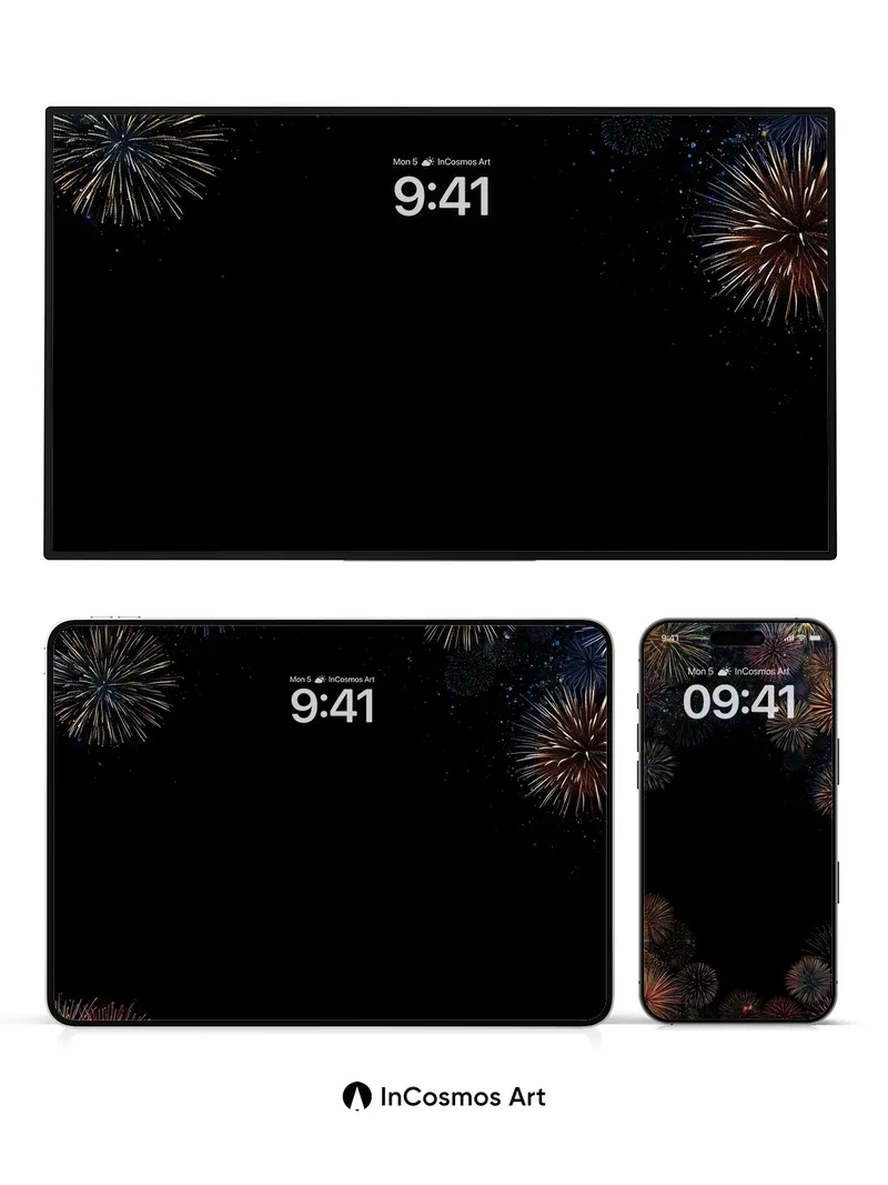 Celestial Burst Wallpaper with Midnight Frame