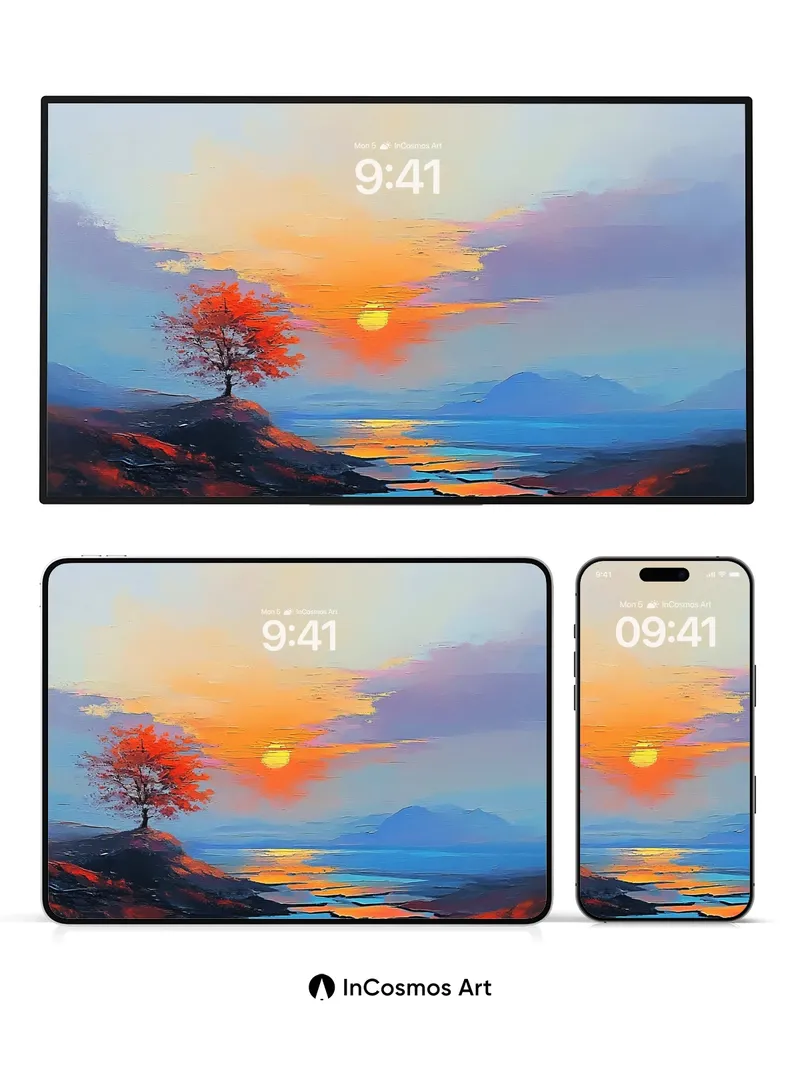 Crimson Solitude Wallpaper with Sunset Echo