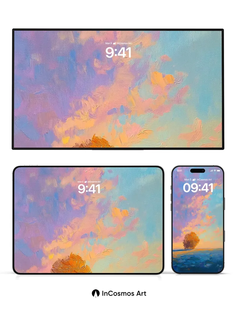 Golden Solitude Wallpaper with Skyfire Texture