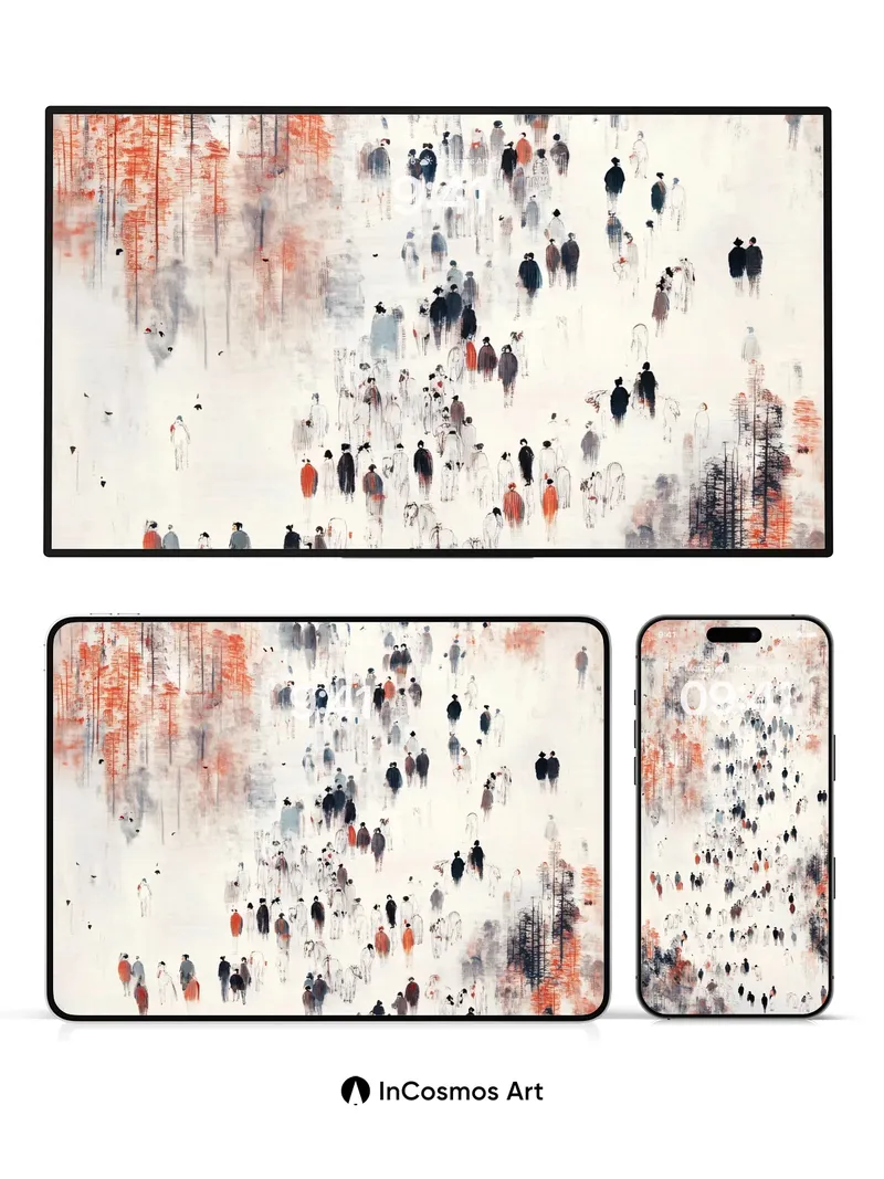 Silent Crowd Wallpaper with Autumn Veil