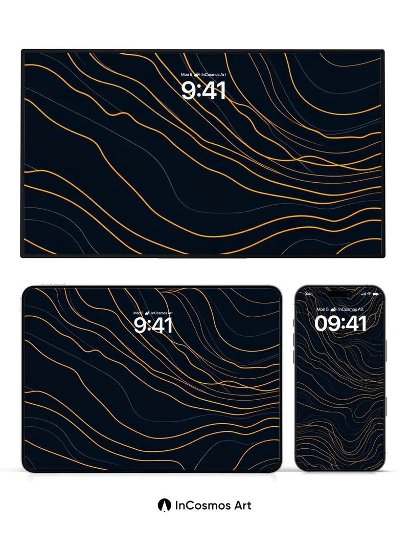 Golden Vein Wallpaper with Topographic Flow