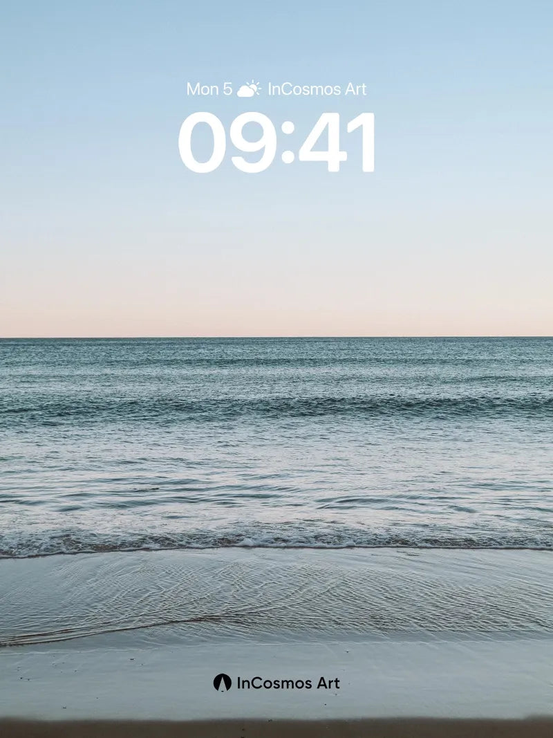 Serenity Shoreline Wallpaper with Distant Horizon