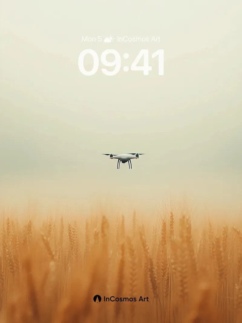 Hushed Horizon Wallpaper with Drifting Drone