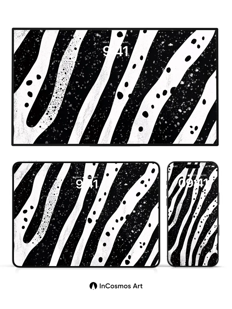 Nocturnal Zebra Wallpaper with Cosmic Dots