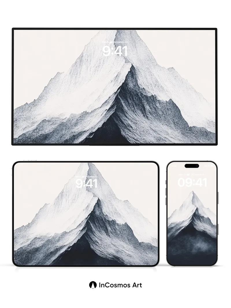 Silent Summit Wallpaper with Frost-etched Peaks