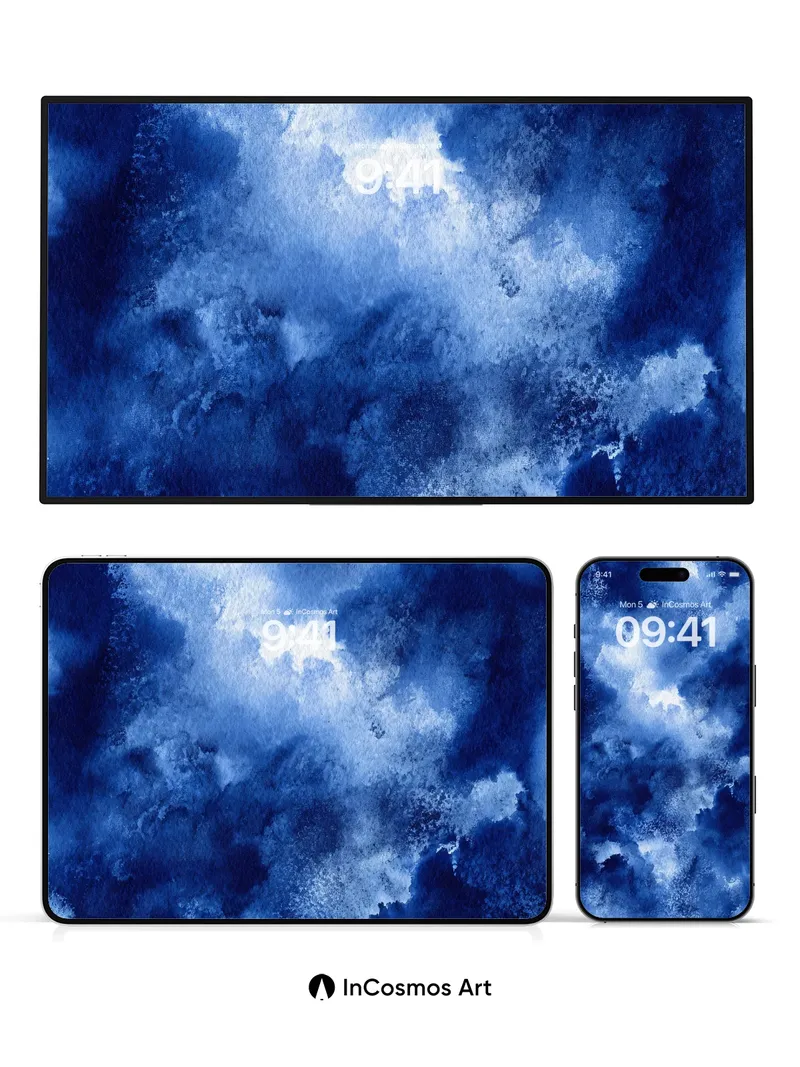 Indigo Storm Wallpaper with Cloud-Textured Depth