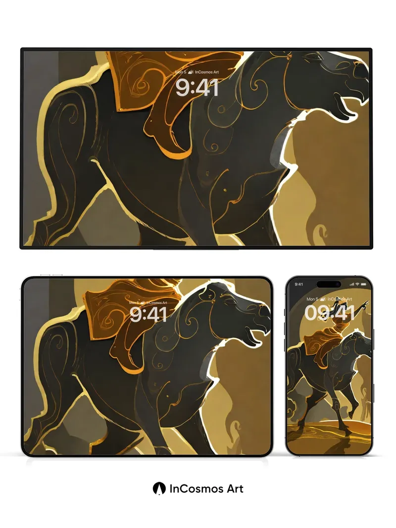 Golden Shadow Wallpaper with Crowned Rider